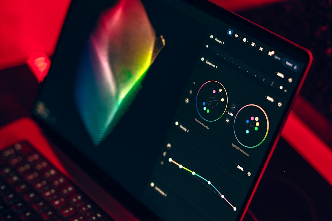 Data analytics dashboard with colorful charts on screen